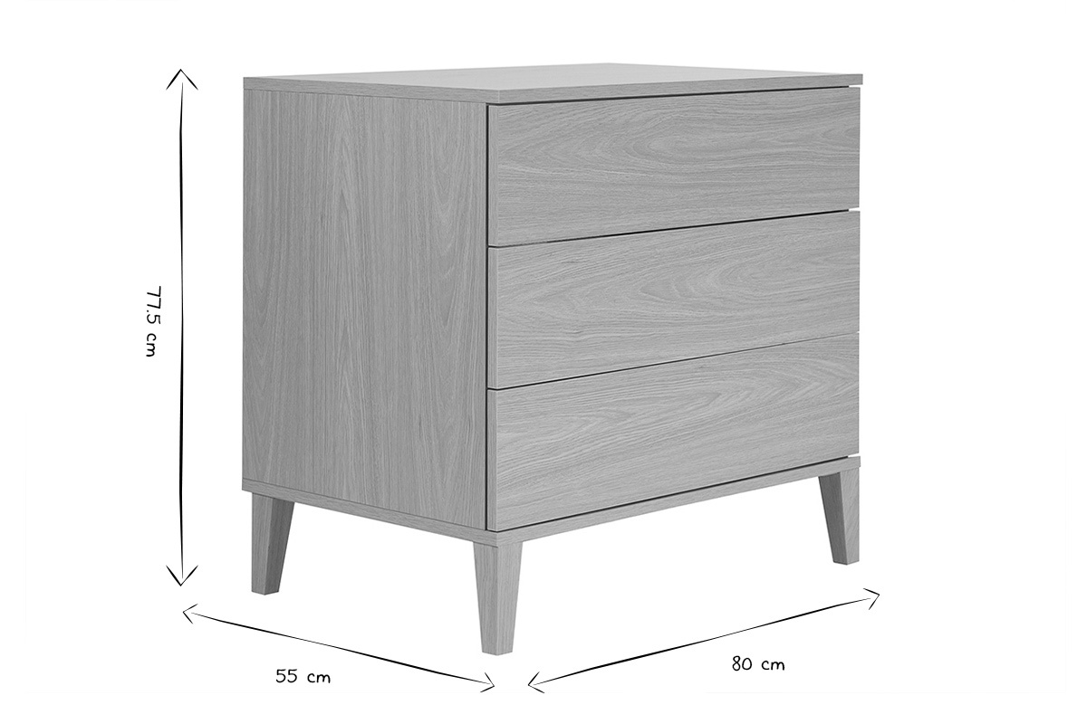 Dimensiones del mueble de ba�o FREDDY: An.80 x Pr.55 x Al.77,5 cm en negro y blanco.