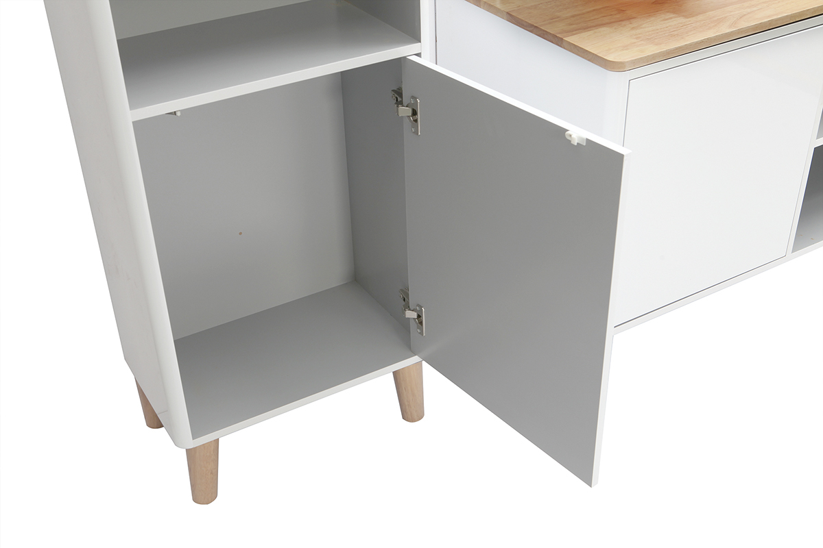 Mueble de bao con columna y espejo blanco y madera (lavabo no incluido) LATA
