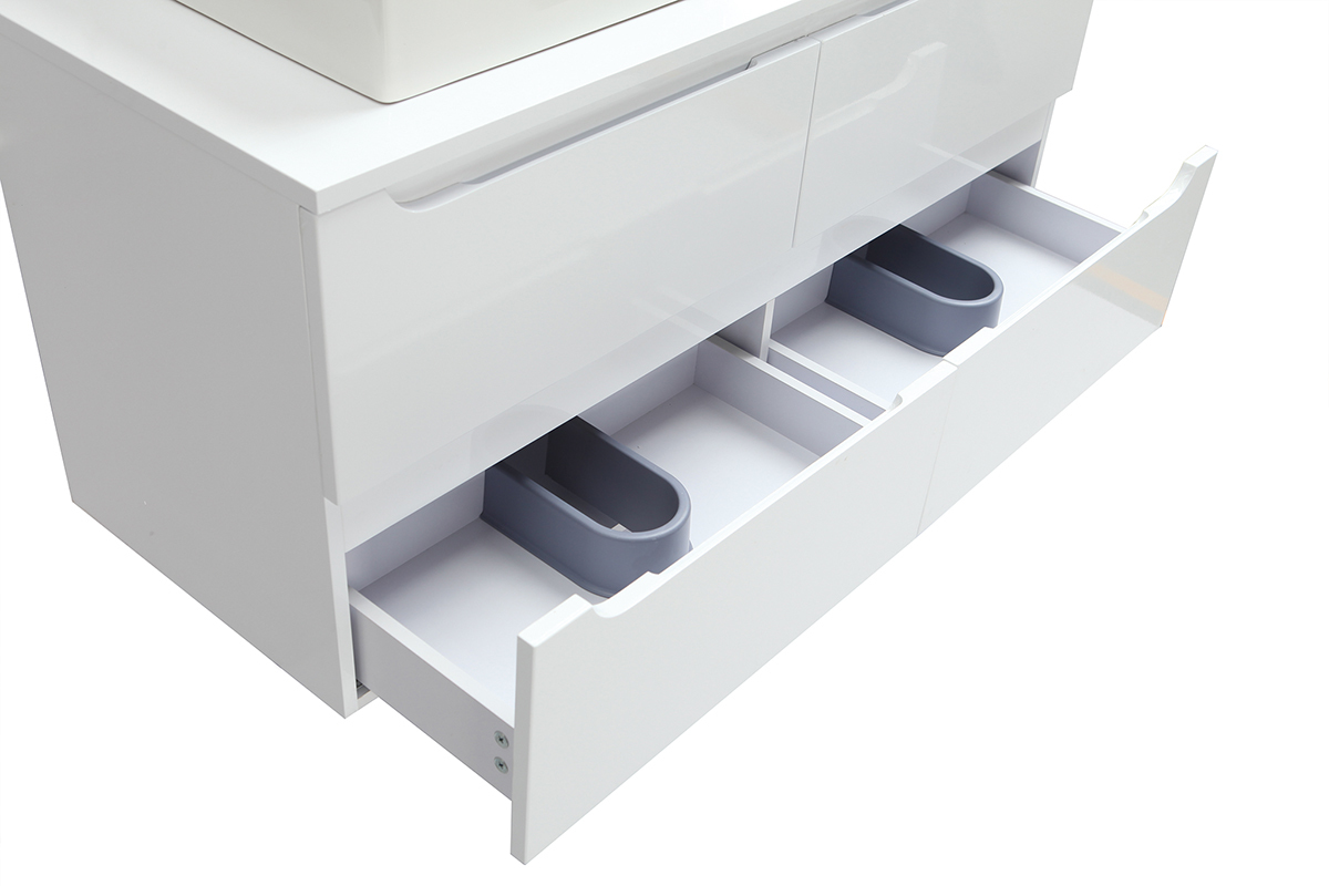 Mueble de bao con espejo y almacenaje blanco (lavabos no incluidos) LOTA