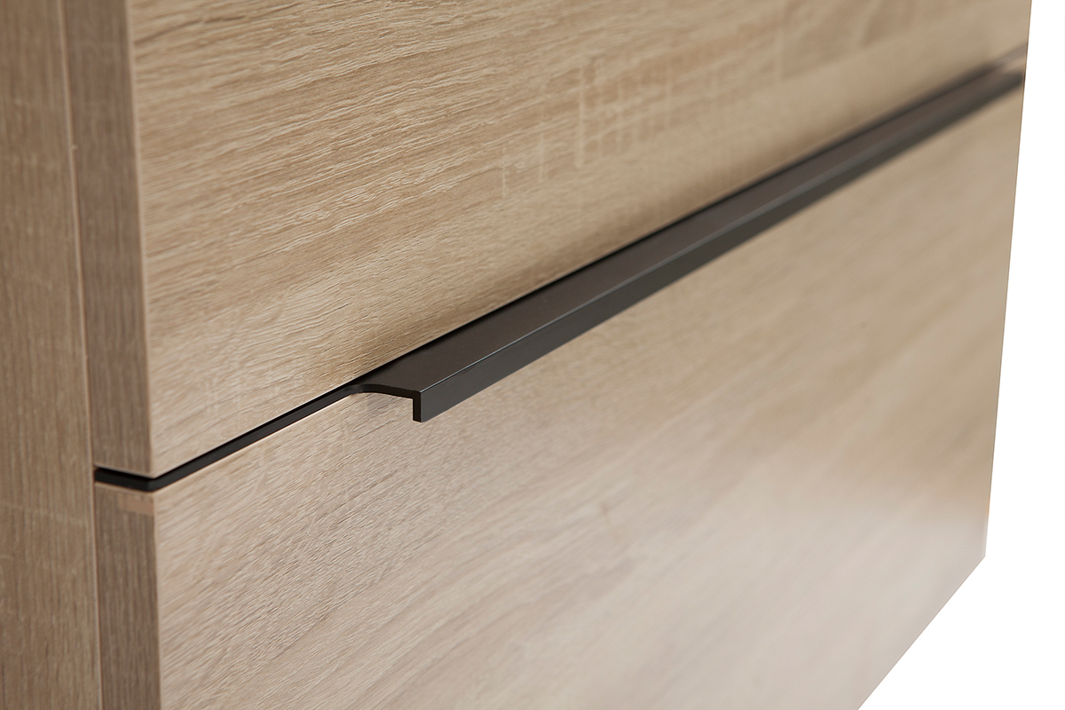 Mueble de bao con lavabo, espejo y almacenaje madera clara SEASON