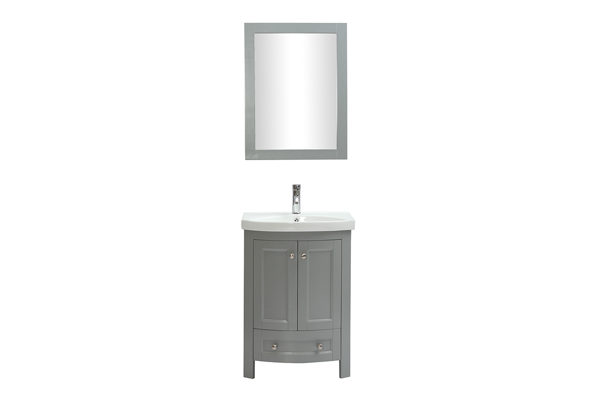 Mueble de bao con lavabo y almacenaje gris KLASI