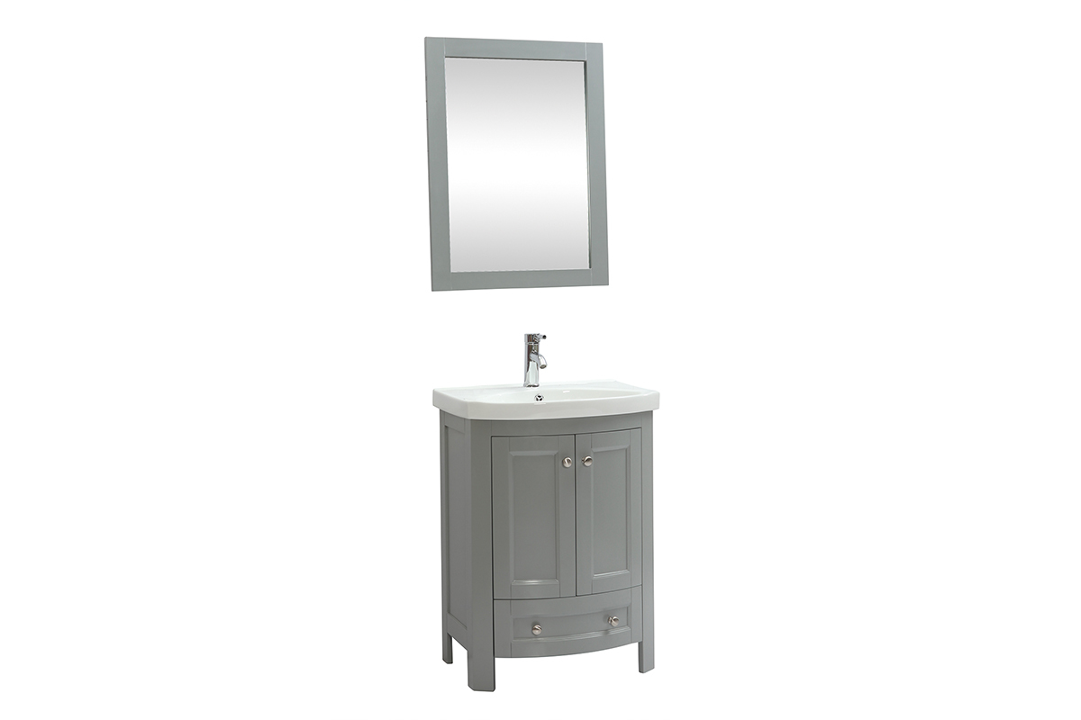 Mueble de bao con lavabo y almacenaje gris KLASI