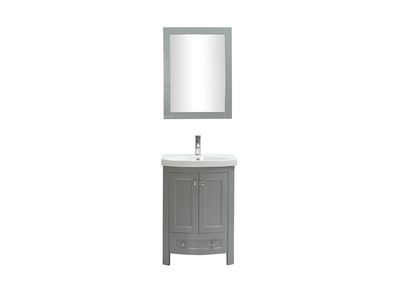 Mueble de baño con lavabo y almacenaje gris KLASI - Mueble de baño con lavabo y almacenaje gris KLASI