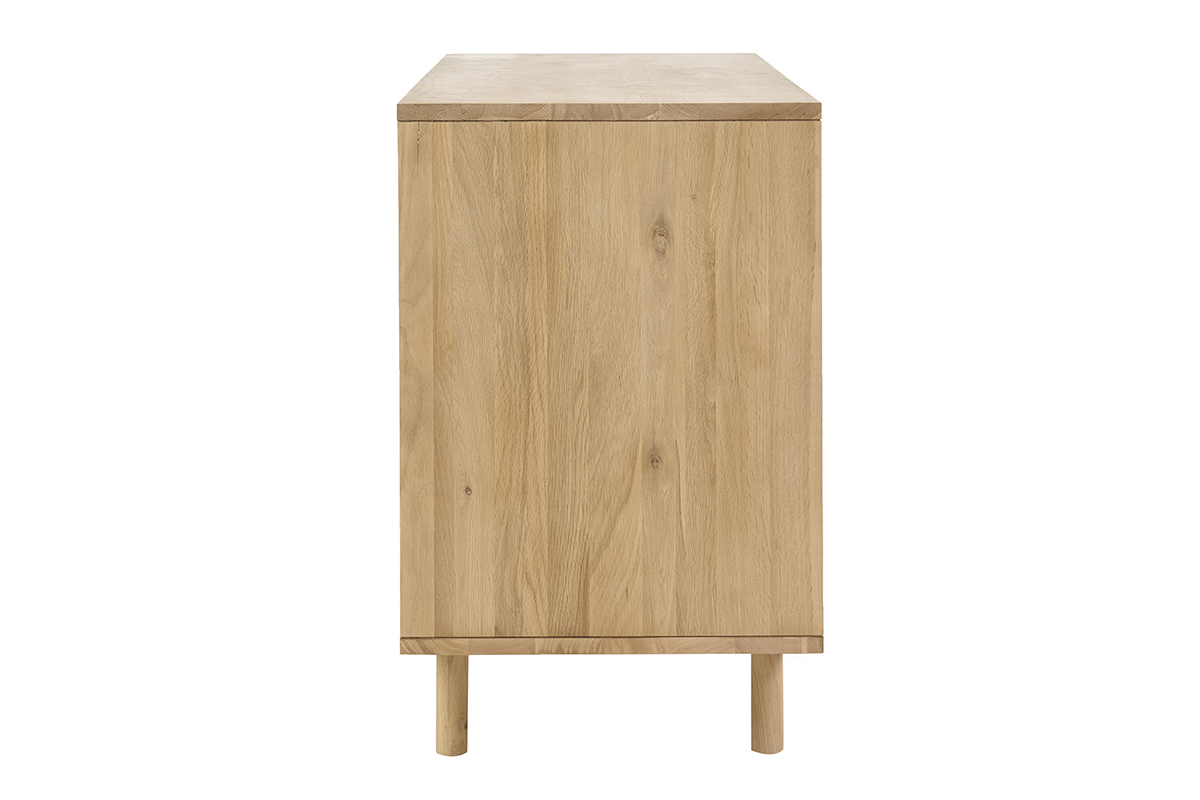 Mueble de ba�o de madera clara de roble macizo, vista de perfil.