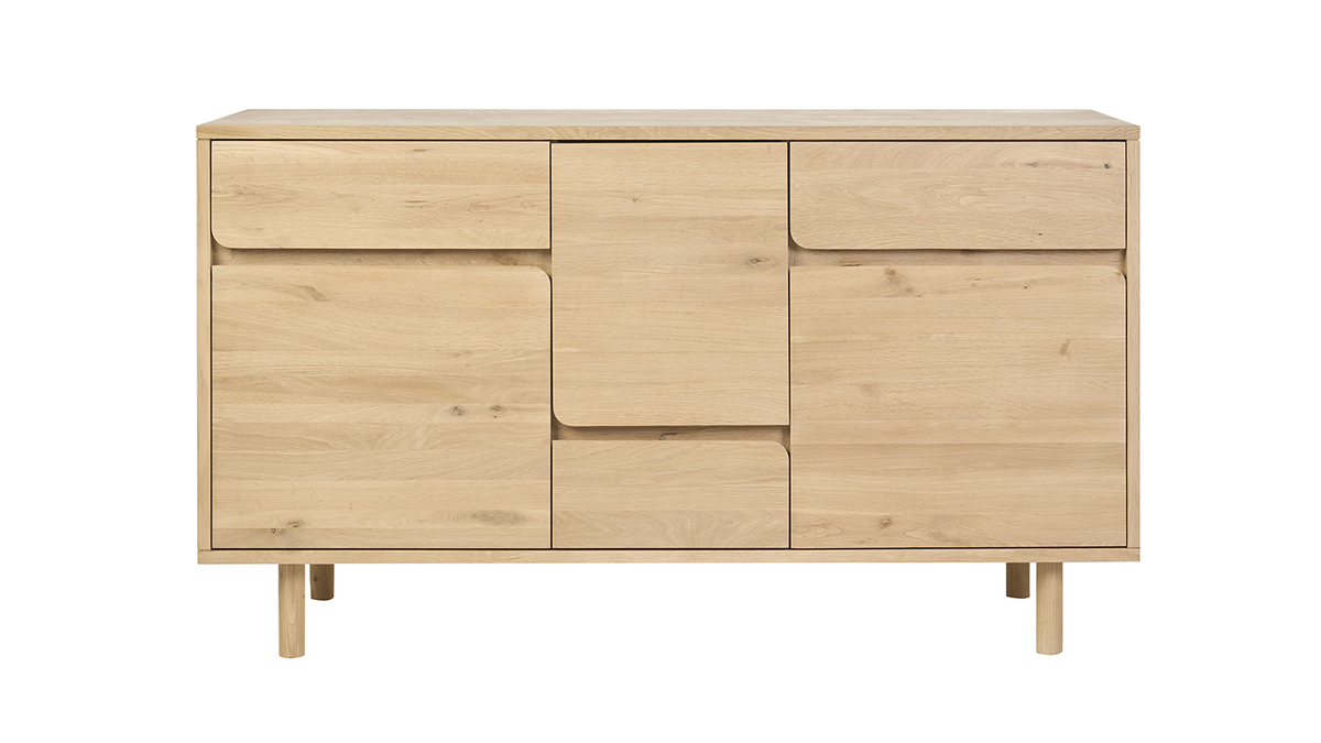 Mueble de ba�o de madera clara de roble macizo L140 cm SINCLAIR