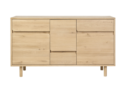 Mueble de ba&ntilde;o de madera clara de roble macizo L140 cm SINCLAIR