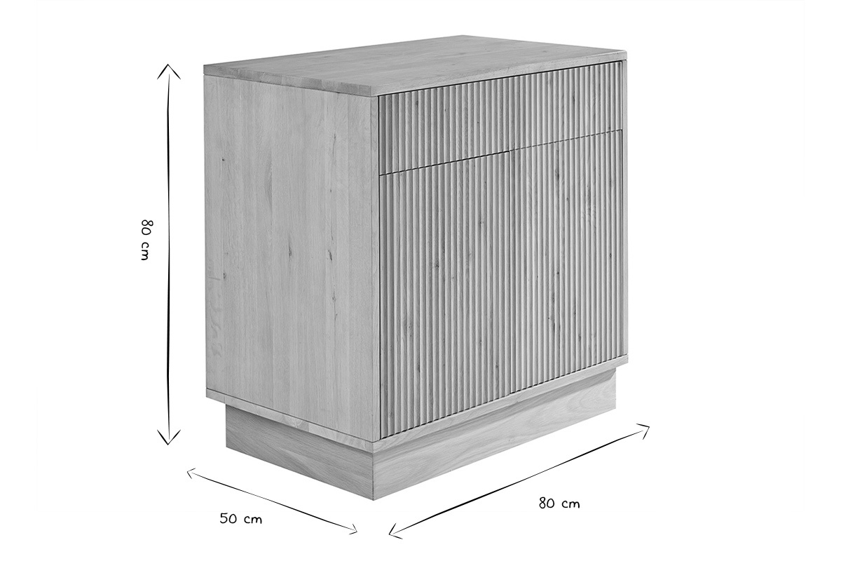 Dimensiones del mueble de ba�o ALISTAIR en blanco y negro: L80 cm, P50 cm, H80 cm.