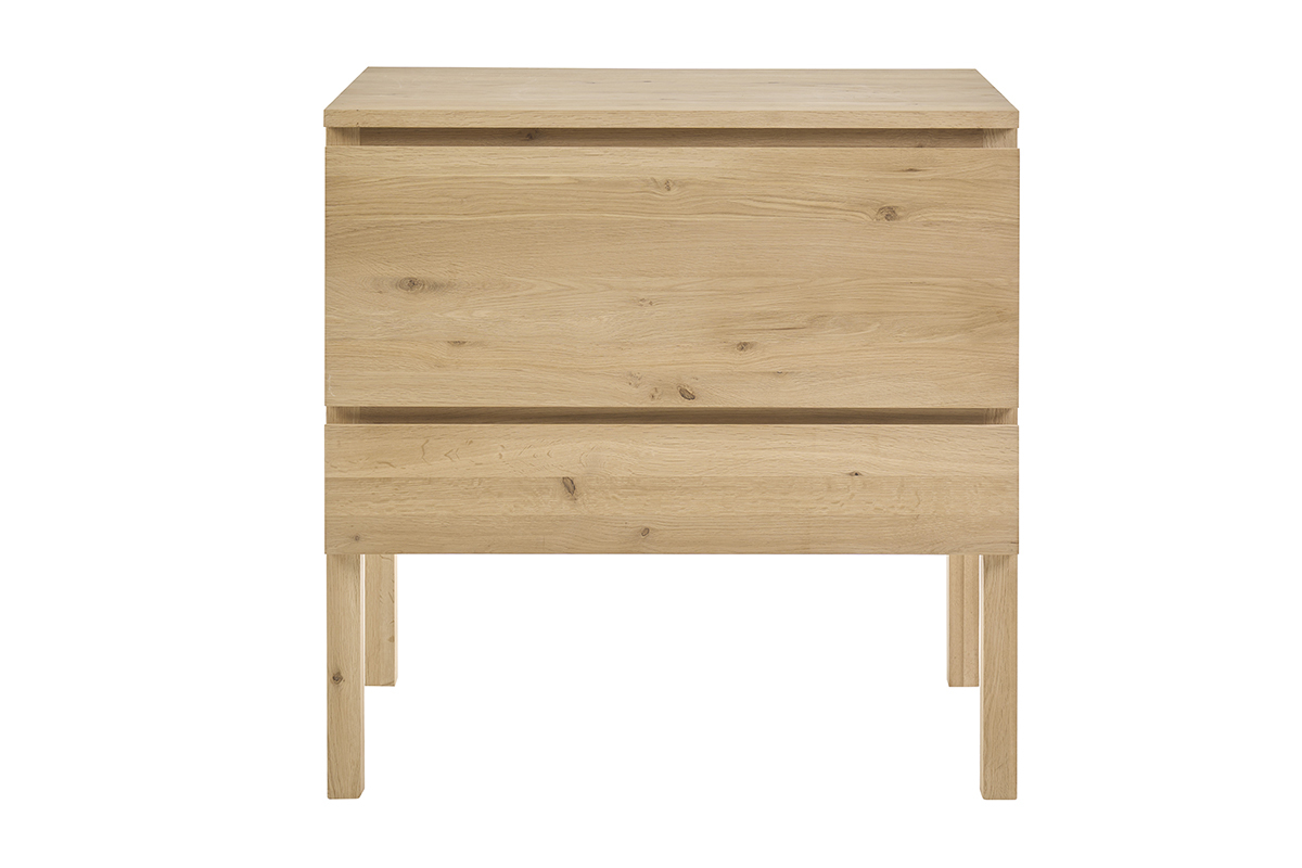 Mueble de ba�o de madera de roble macizo JOSHUA vista frontal con dos cajones