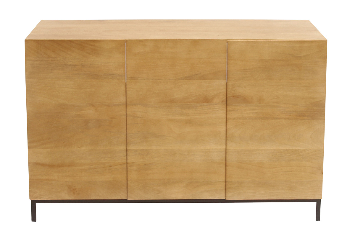 Mueble de ba�o de madera maciza de mango, vista frontal, con tres puertas.