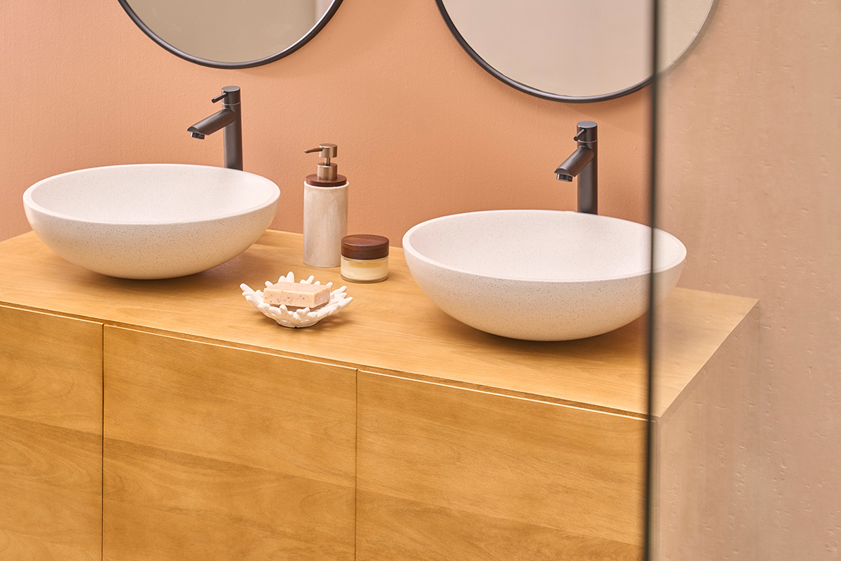 Mueble de ba�o de madera maciza de mango L120 cm YPSTER