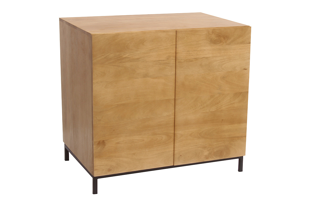 Mueble de ba�o de madera de mango maciza, vista de 3/4, dimensiones L80 x P55 x H76 cm.