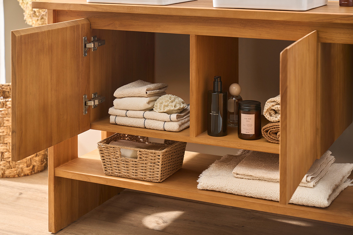 Mueble de ba�o de madera maciza de teca L120 cm ALBE
