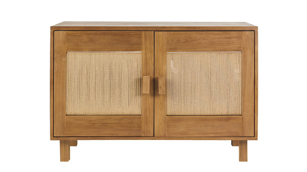 Mueble de ba�o de madera maciza de teca y cuerda trenzada L120 cm MOSSA