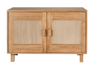 Mueble de ba&ntilde;o de madera maciza de teca y cuerda trenzada L120 cm MOSSA