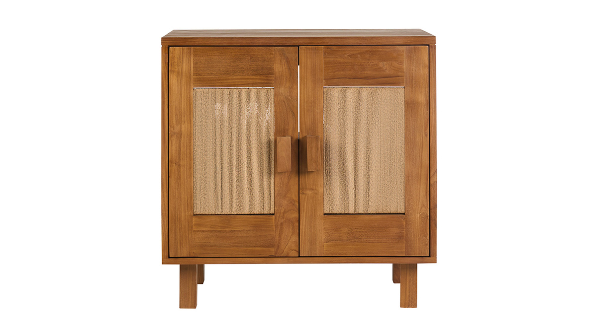 Mueble de ba�o de madera maciza de teca y cuerda trenzada L80 cm MOSSA