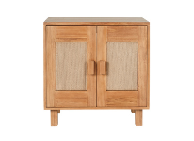 Mueble de ba&ntilde;o de madera maciza de teca y cuerda trenzada L80 cm MOSSA