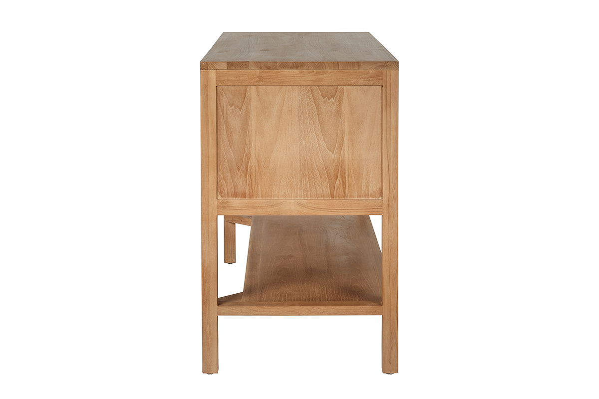 Mueble de ba�o RIVO en teca maciza y rejilla de rat�n, vista de perfil