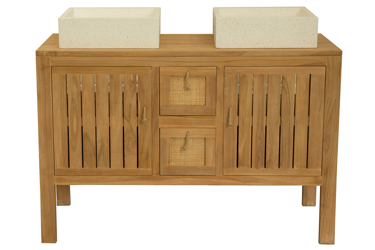 Mueble de ba�o en teca para doble lavabo (lavabos no incluidos) ARECA