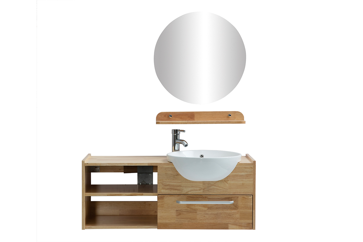 Mueble de bao: lavabo, armario, estante y espejo EYTAN