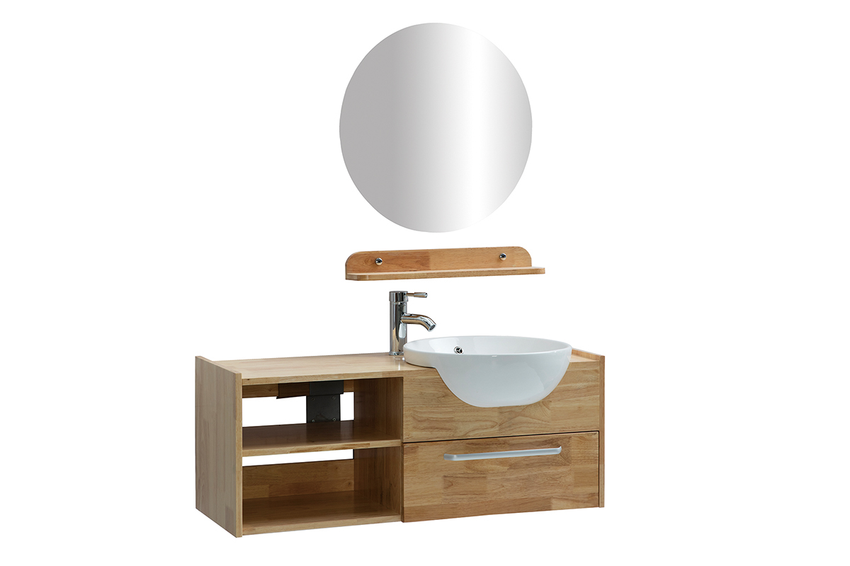 Mueble de bao: lavabo, armario, estante y espejo EYTAN