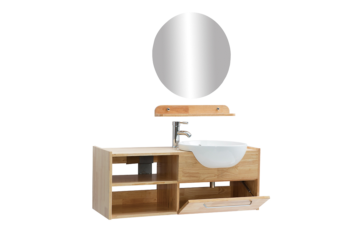 Mueble de bao: lavabo, armario, estante y espejo EYTAN