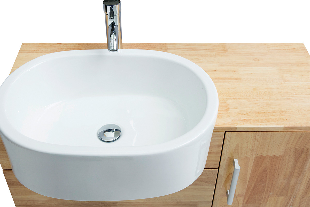 Mueble de bao: lavabo, mueble, estantera y espejo NIVAN
