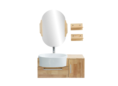 Mueble de baño: lavabo, mueble, estantería y espejo NIVAN - Mueble de baño: lavabo, mueble, estantería y espejo NIVAN