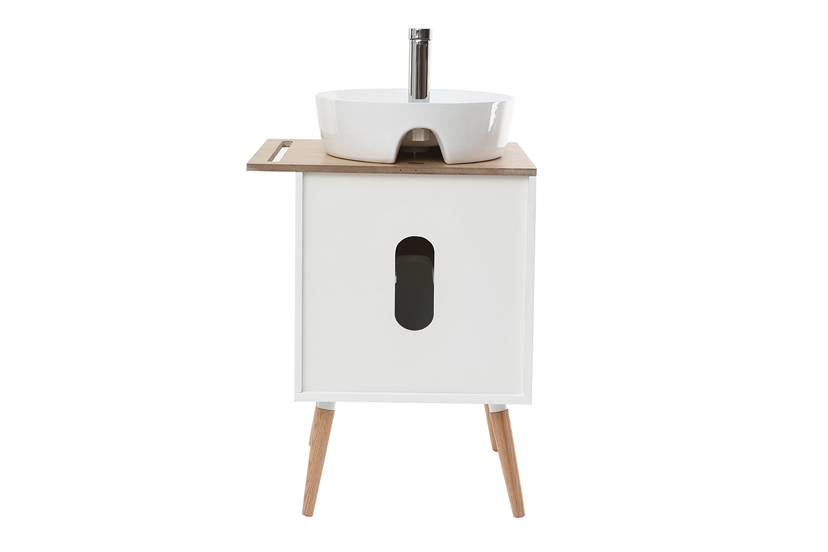 Mueble de bao: lavabo, mueble y una puerta roble y blanco TOTEM