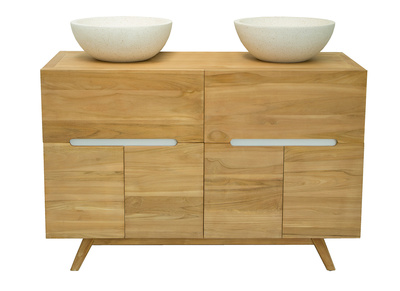 Mueble de baño para doble lavabo en teca CALAM - Mueble de baño para doble lavabo en teca CALAM