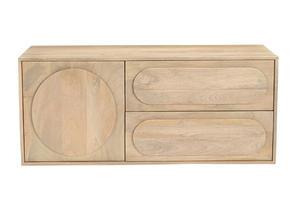 Mueble de ba�o suspendido de madera maciza de mango, vista frontal, L120 cm