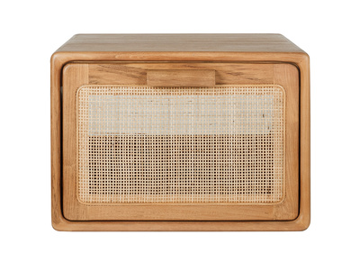 Mueble de ba&ntilde;o suspendido de madera maciza de teca y rejilla de rat&aacute;n L50 cm BALIA