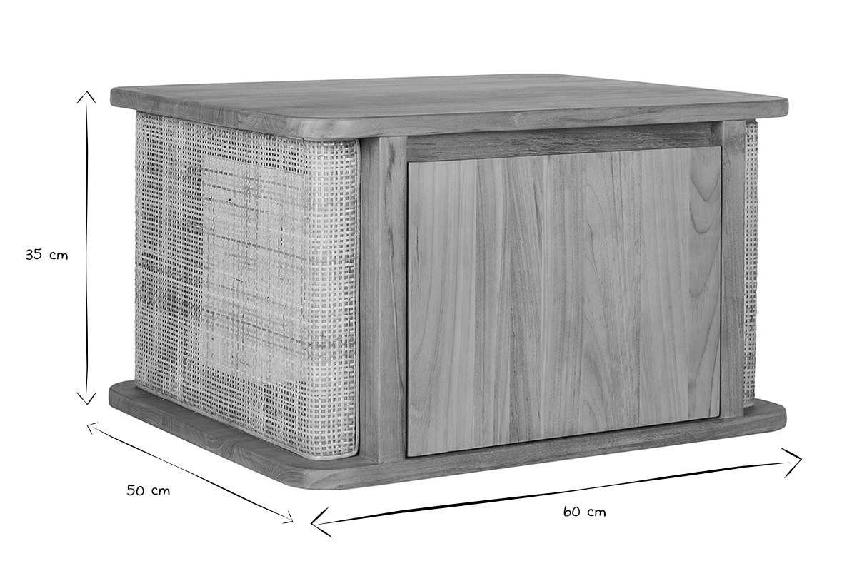 Dimensiones del mueble de ba�o SOLEA: 60 cm de ancho, 40 cm de profundidad, 35 cm de altura, en negro y blanco.
