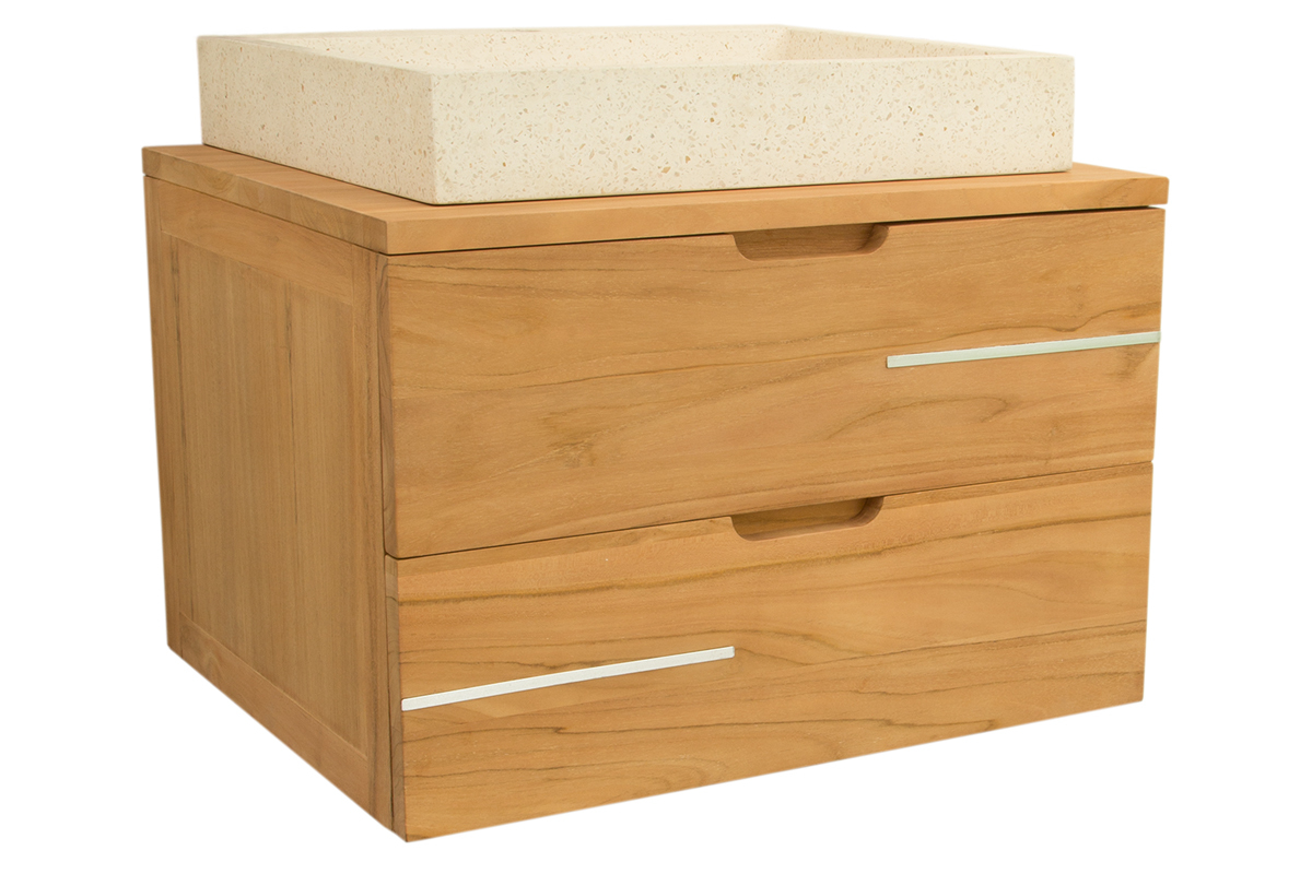 Mueble de bao suspendido en teca (lavabo no incluido) LINES