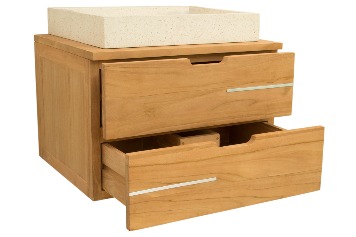 Mueble de bao suspendido en teca (lavabo no incluido) LINES