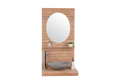 Mueble de cuarto de ba&ntilde;o de pared en teca AZATO