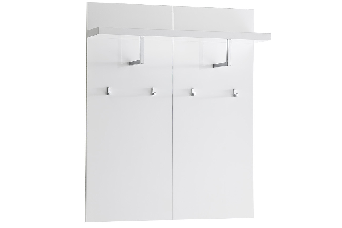 Mueble de entrada blanco lacado con banco 2 cajones y perchero WELCOME