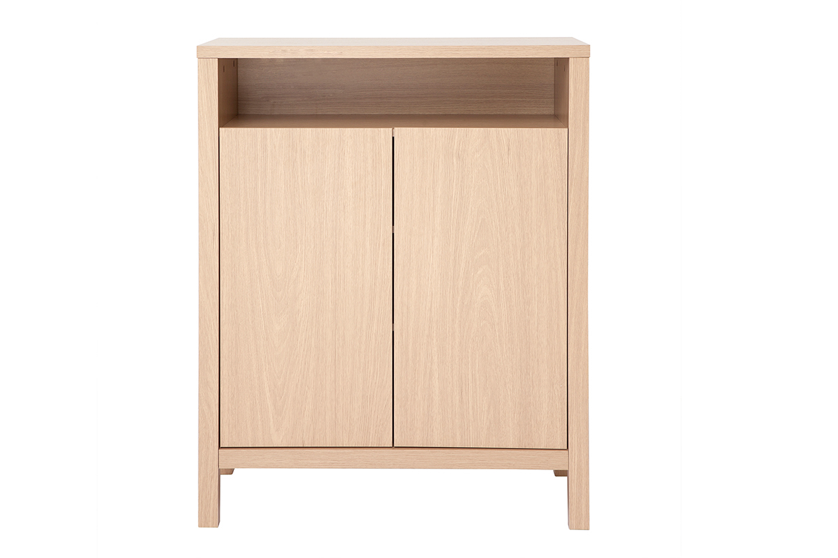 Mueble de entrada con acabado de roble, puerta y compartimento abierto 80 cm GUMBY