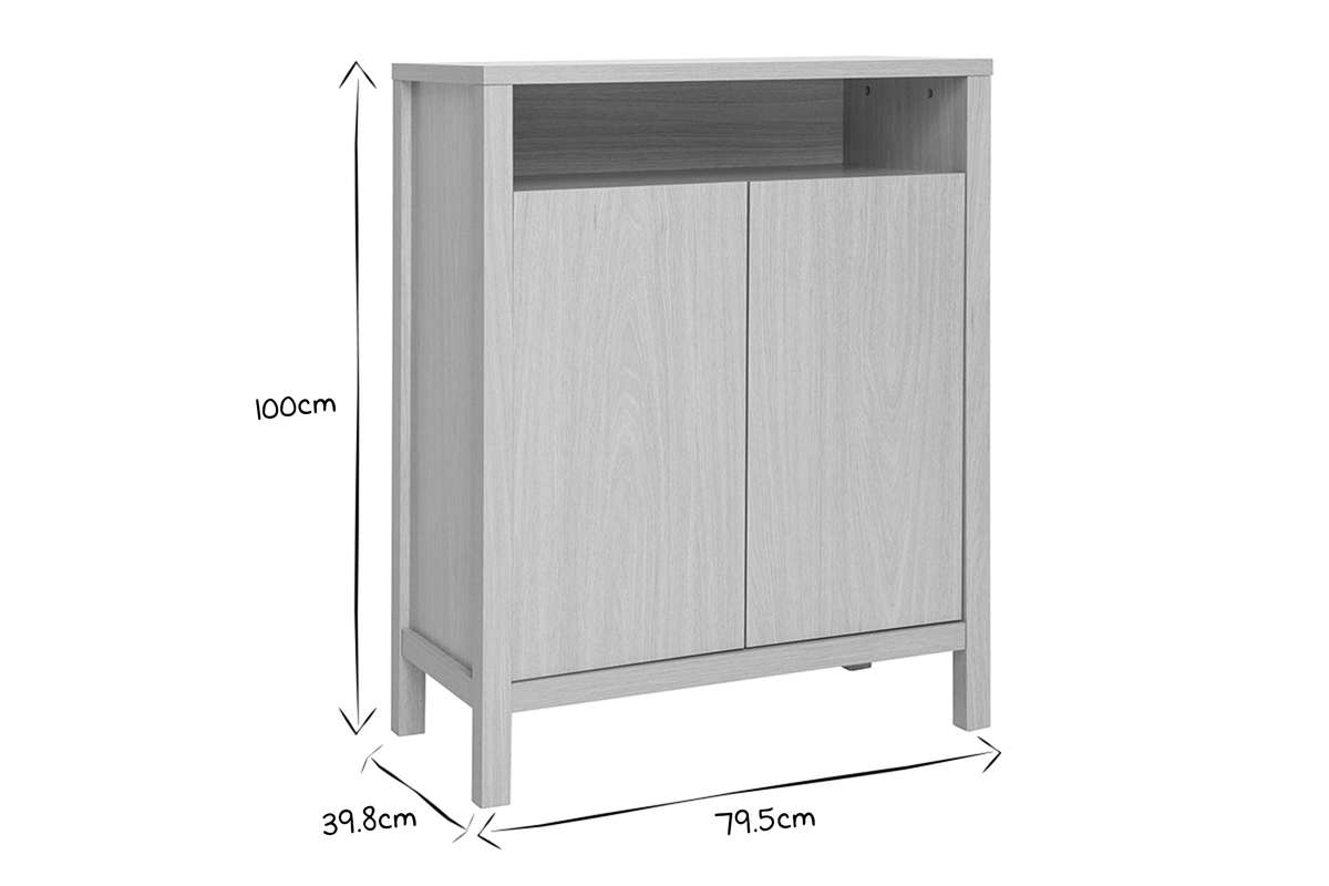 Mueble de entrada con acabado de roble, puerta y compartimento abierto 80 cm GUMBY