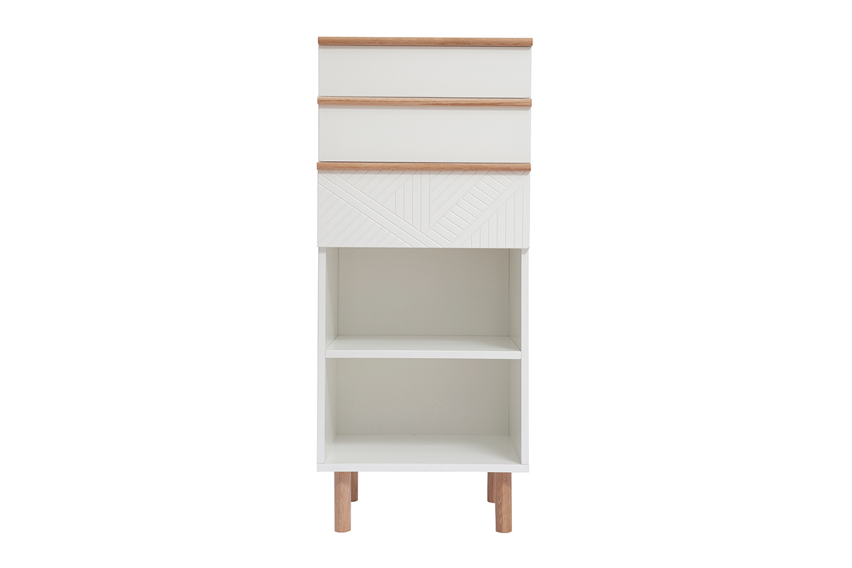 Mueble de entrada tocador con almacenaje blanco y madera DARINA