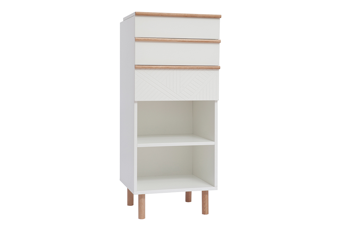 Mueble de entrada tocador con almacenaje blanco y madera DARINA