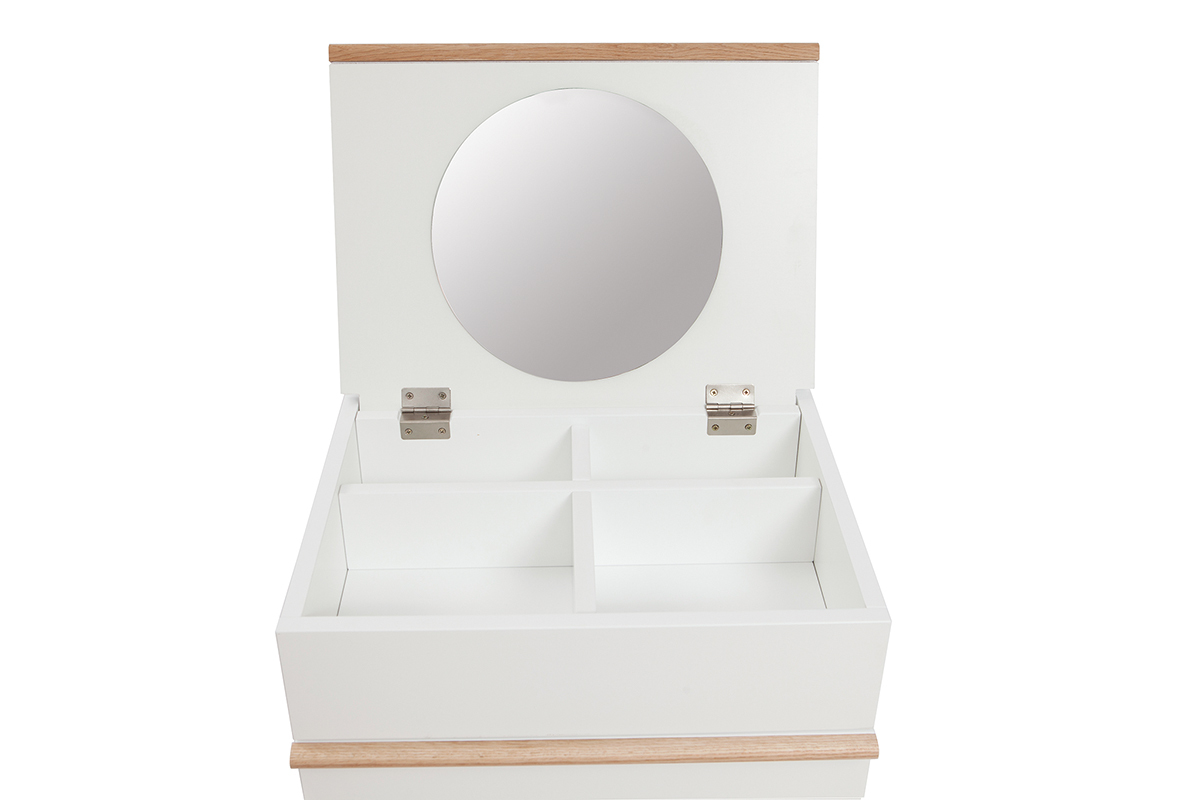 Mueble de entrada tocador con almacenaje blanco y madera DARINA