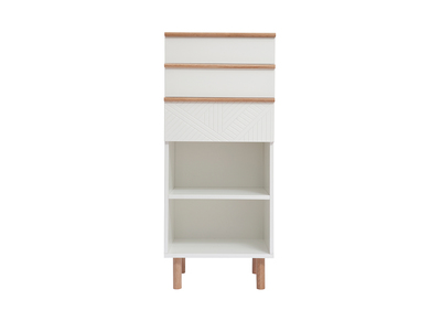 Mueble de entrada tocador con almacenaje blanco y madera DARINA - Mueble de entrada tocador con almacenaje blanco y madera DARINA
