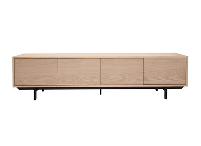 Mueble de televisión acabado en madera de roble y metal negro L200 cm MANNY