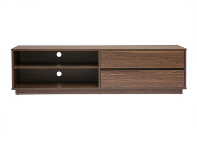 Mueble de TV acabado en madera oscura nogal 2 cajones L160 cm MADERO