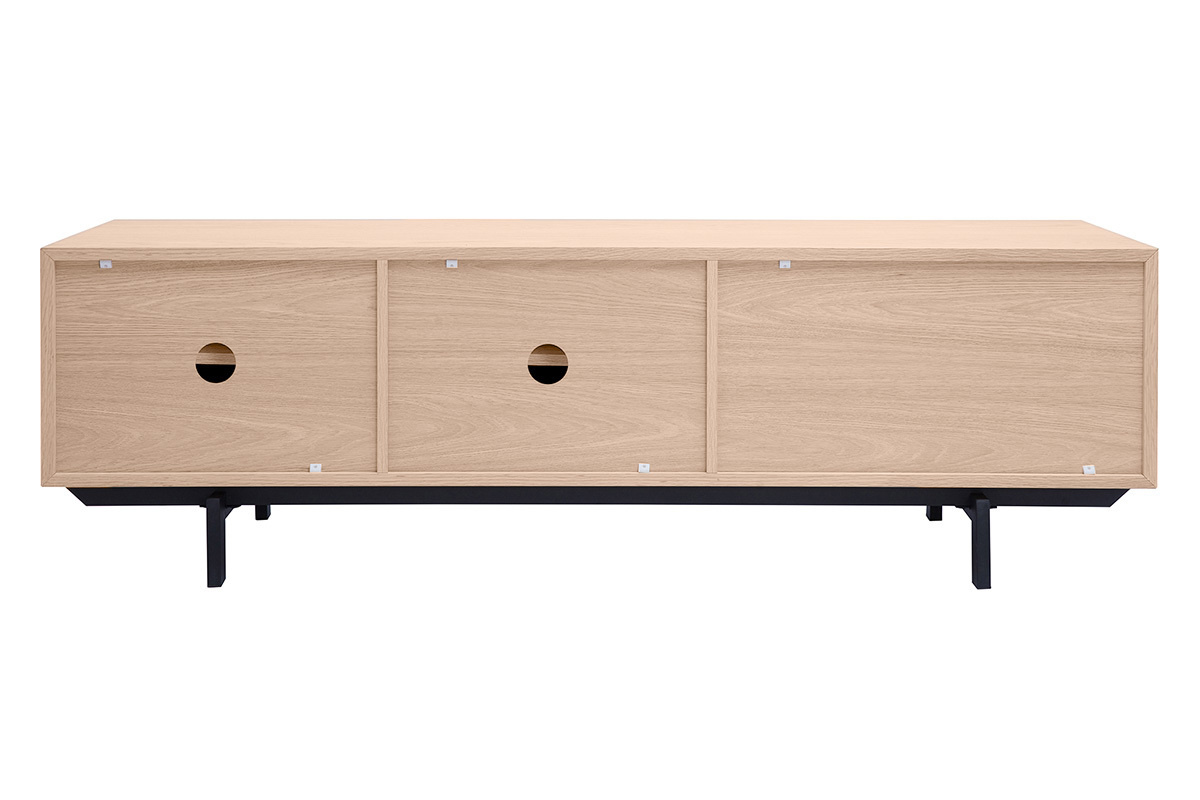 Mueble de TV acabado en roble con almacenamiento cerrado L160 cm MANNY