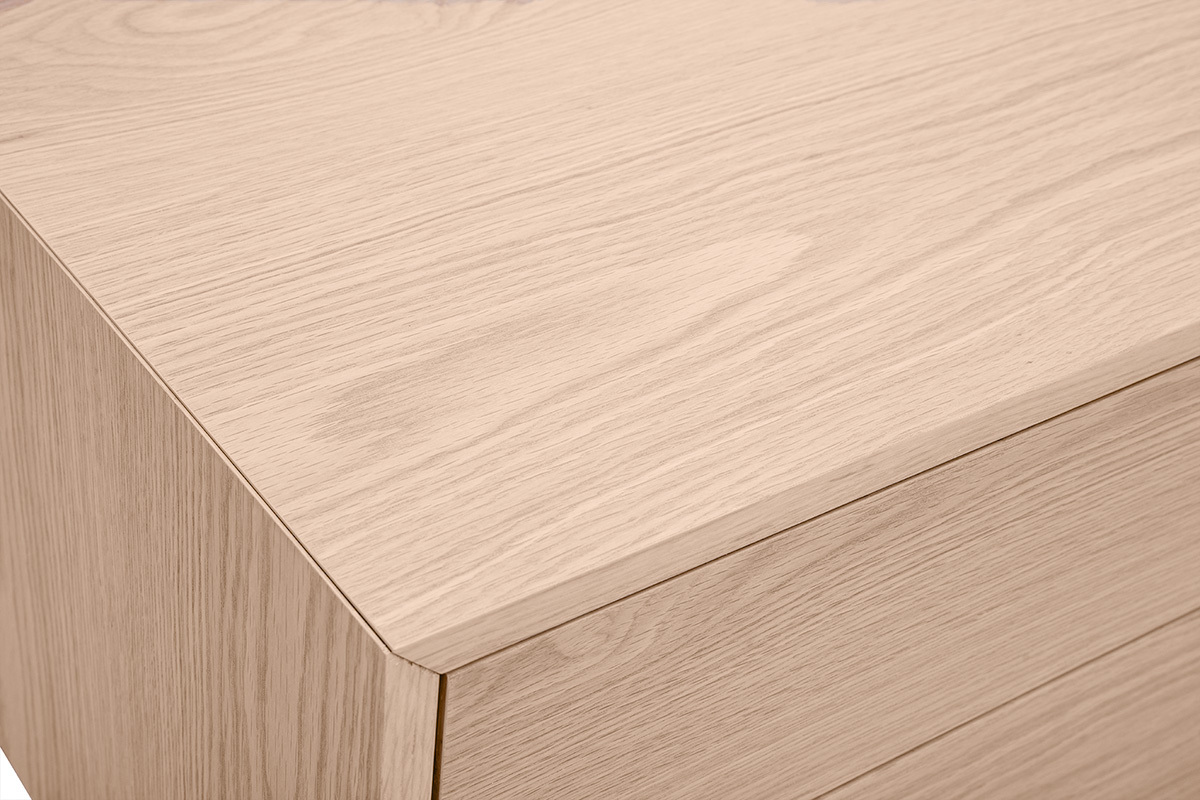 Mueble de TV acabado en roble con almacenamiento cerrado L160 cm MANNY