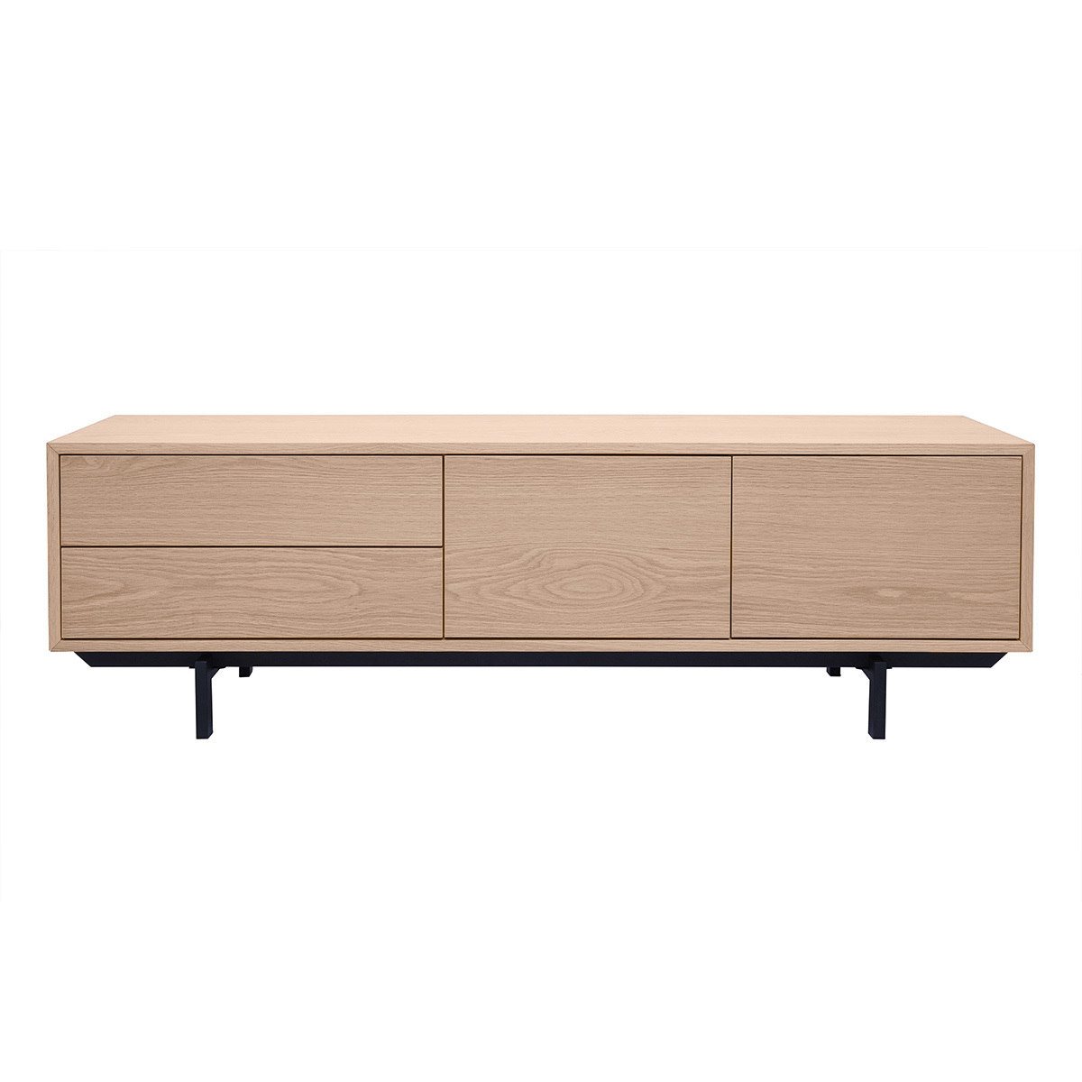 Mueble de TV acabado en roble con almacenamiento cerrado L160 cm MANNY