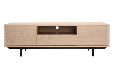 Mueble de TV acabado en roble con nicho abierto L160 cm MANNY