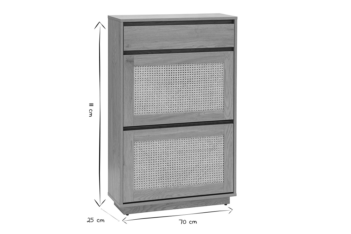 Mueble para zapatos ALICANTE en negro y blanco, dimensiones 100x25x70 cm.