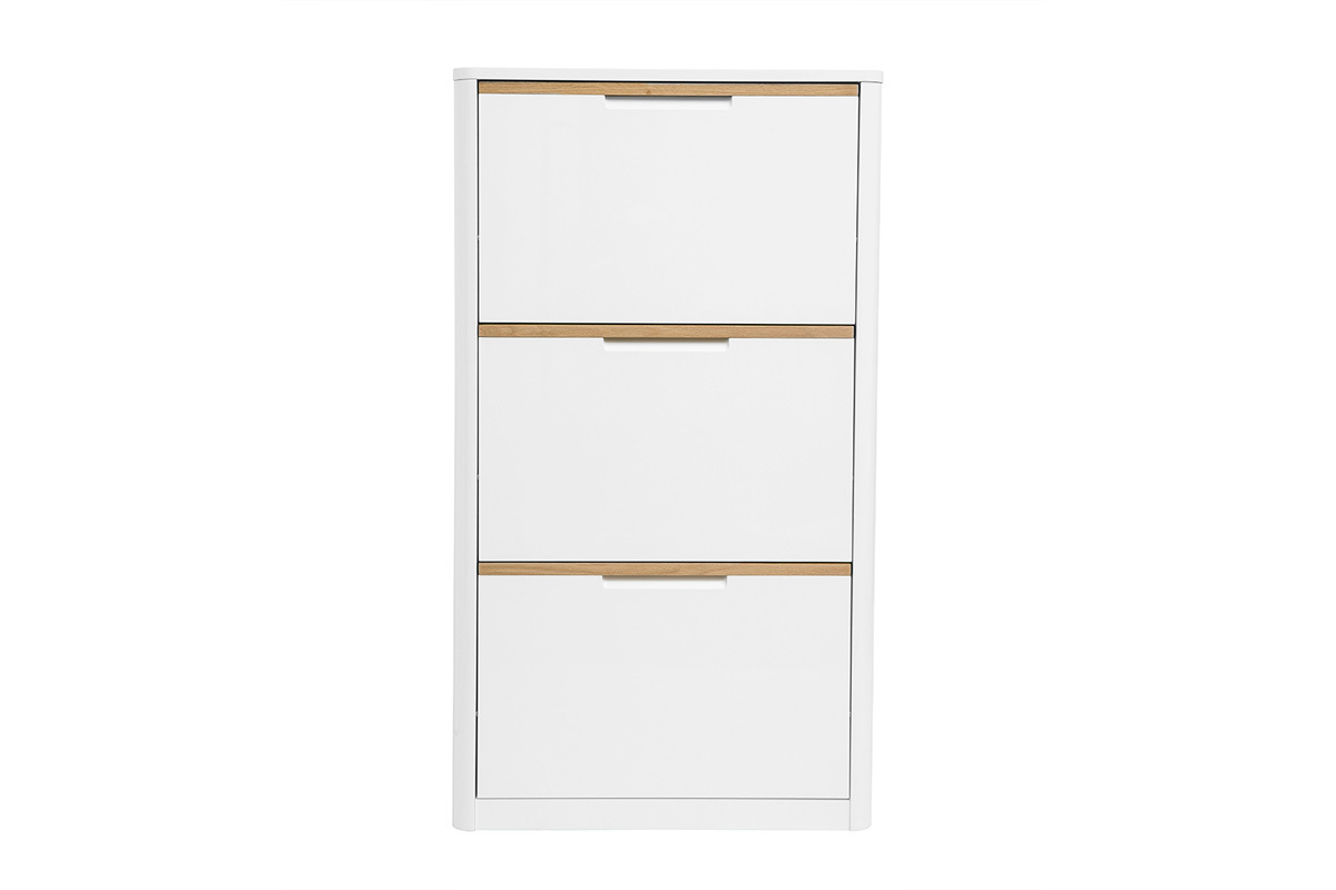 Mueble para zapatos de 3 puertas acabado blanco lacado brillante L68 cm KIRK